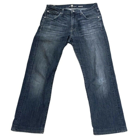 Seven 7 For All Mankind Austyn Dark Wash Denim Jeans Distressed Men’s Sz 31 - Picture 2 of 6